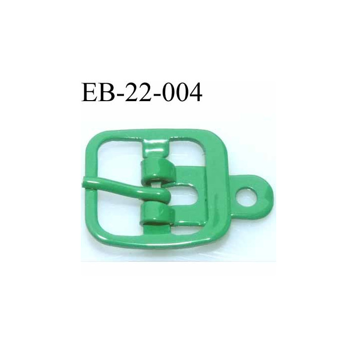 Boucle rectangle métal  couleur vert largeur 22 mm passage de la languette est de 14.5 mm accroche du rivet diamètre 3 mm 